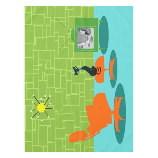 Retro Space Age Kitty Tischdecke (Vorderseite)