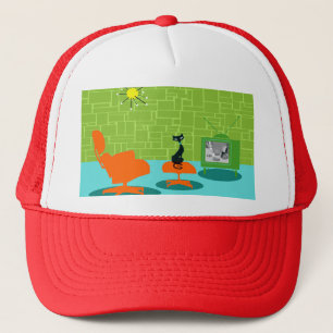 Retro Space Age Kitty Trucker Hat Truckerkappe