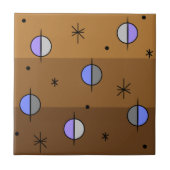 Retro Space Age Planets Stars Brown Fliese (Vorderseite)