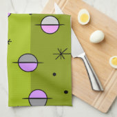 Retro Space Age Planets Stars Chartreuse Geschirrtuch (Viertel Falte)