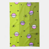 Retro Space Age Planets Stars Chartreuse Geschirrtuch (Vertikal)