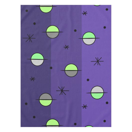 Retro Space Age Planets Stars Indigo Tischdecke (Vorderseite)