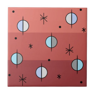 Retro Space Age Planets Stars Lachs Pink Fliese