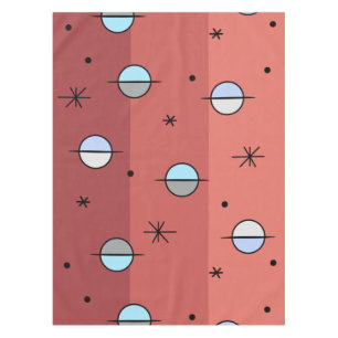 Retro Space Age Planets Stars Lachs Pink Tischdecke