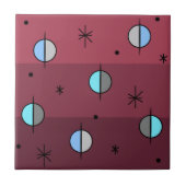 Retro Space Age Planets Stars Maroon Fliese (Vorderseite)