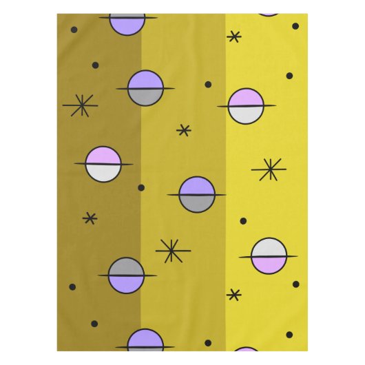 Retro Space Age Planets Stars Ocker Gelb Tischdecke (Vorderseite)