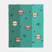 Retro Space Age Planets Stars Türkis Fleecedecke (Vorderseite)