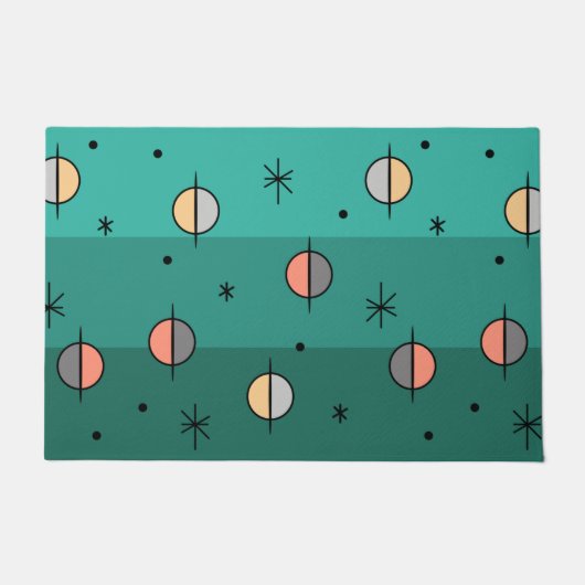 Retro Space Age Planets Stars Türkis Fußmatte (Vorderseite)