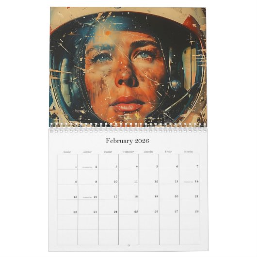 Retro Space Art Kalender 2025 (Feb 2026)