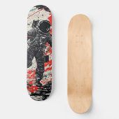 Retro Space Astronaut Lino Cut Skateboard (Vorderseite)