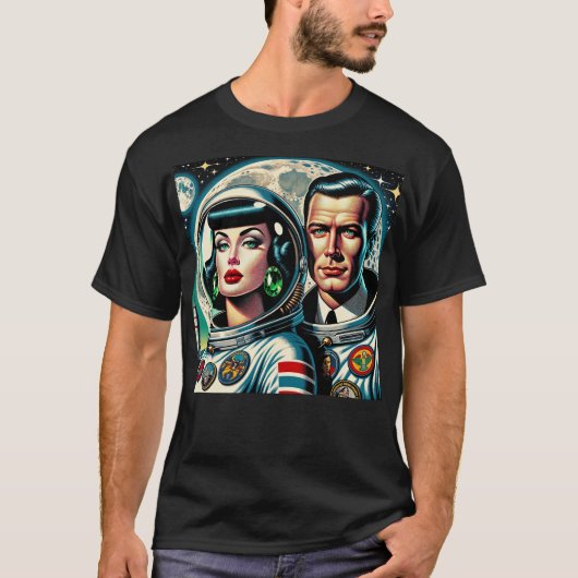 Retro Space Astronauts T-Shirt (Vorderseite)