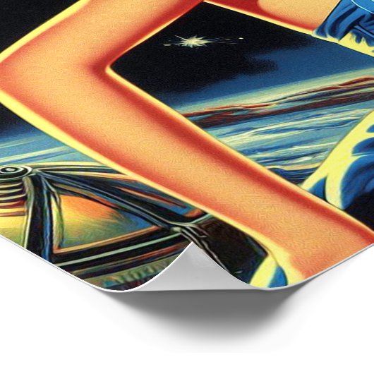 Retro Space-Button Poster (Ecke)