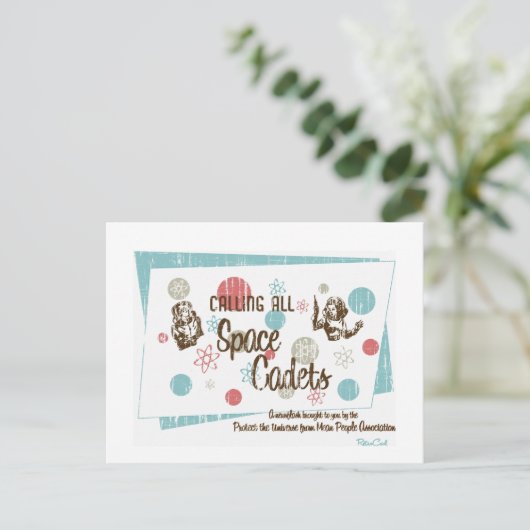 Retro 'Space Cadets' Postkarte (Stehend Vorderseite)