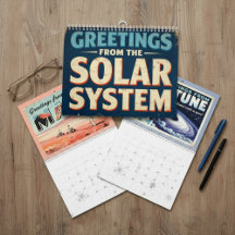 Retro Space Calendar - Grüße von den Planeten