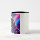 Retro Space Cat Tasse - Vaporwave Galaxy Kitty Cof (Mittel)