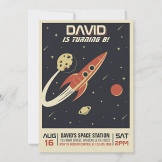 Retro Space Einladung