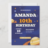 Retro Space Einladung zum 10. Geburtstag (Vorderseite)
