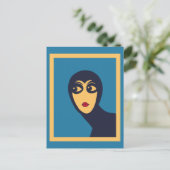 Retro Space Frau minimale Vector Art Postkarte (Stehend Vorderseite)