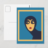 Retro Space Frau minimale Vector Art Postkarte (Vorne/Hinten)