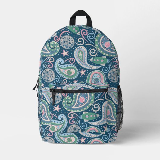 Retro Space Galaxy Bedruckter Rucksack (Vorderseite)