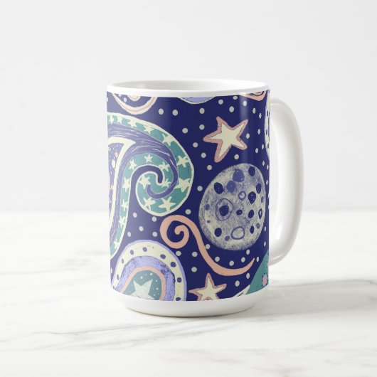 Retro Space Galaxy Design Kaffeetasse (VorderseiteRechts)