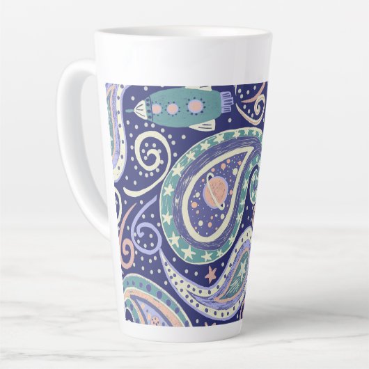 Retro Space Galaxy Design Milchtasse (Linke Ecke)