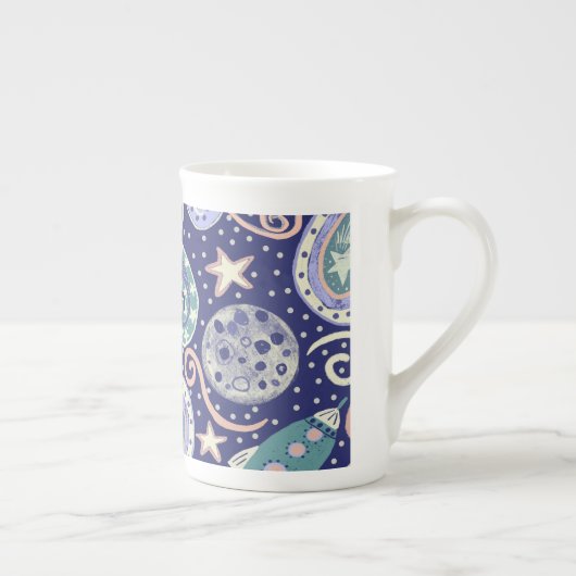Retro Space Galaxy Design Porzellantasse (Rechts)