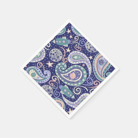 Retro Space Galaxy Design Serviette (Ecke)