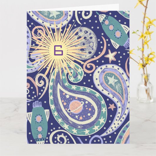 Retro Space Galaxy Geburtstagkarte Karte (Gelbe Blume)