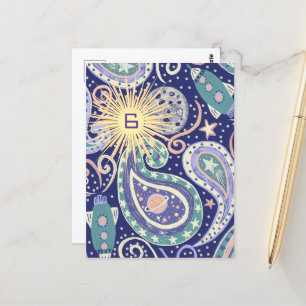 Retro Space Galaxy Geburtstagkarte Postkarte