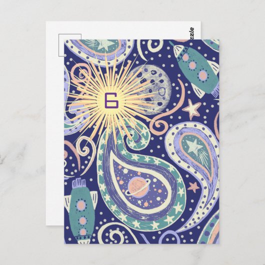 Retro Space Galaxy Geburtstagkarte Postkarte (Vorne/Hinten)