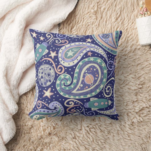 Retro Space Galaxy Paisley Design Kissen (Decke)