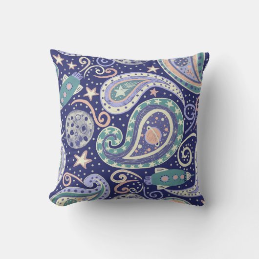 Retro Space Galaxy Paisley Design Kissen (Vorderseite)