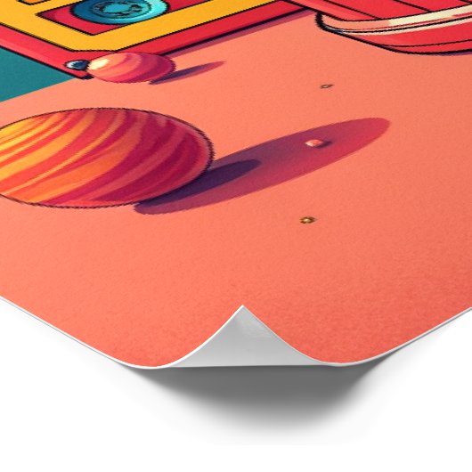 Retro Space Gumball Machine : Pop Art Poster (Ecke)