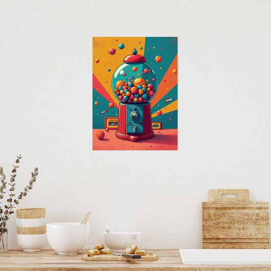 Retro Space Gumball Machine : Pop Art Poster (Küche)