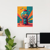 Retro Space Gumball Machine : Pop Art Poster (Heimbüro)
