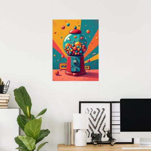 Retro Space Gumball Machine : Pop Art Poster (Heimbüro)