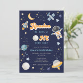 Retro Space Houston Wir haben einen 1-jährigen Geb Einladung (Stehend Vorderseite)