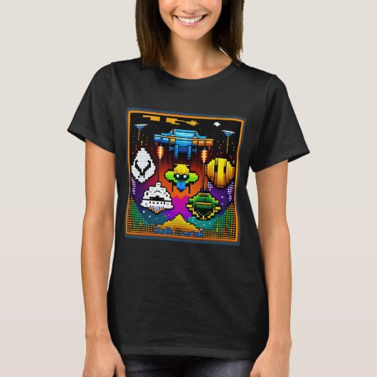 Retro Space Invaders T - Shirt (Vorderseite)