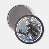 Retro Space Man Round Magnet (Vorderseite/Rückseite)