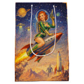 Retro Space Pin-Up Sci-Fi Girls Mittlere Geschenktüte (Rückseite)
