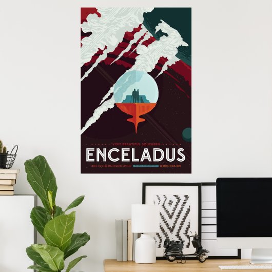 Retro Space Poster Cassini Mission to Saturn (Heimbüro)