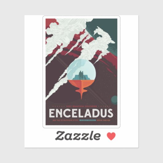 Retro Space Poster Cassini Mission to Saturn Aufkleber (Blatt)