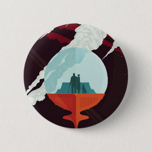 Retro Space Poster Cassini Mission to Saturn Button