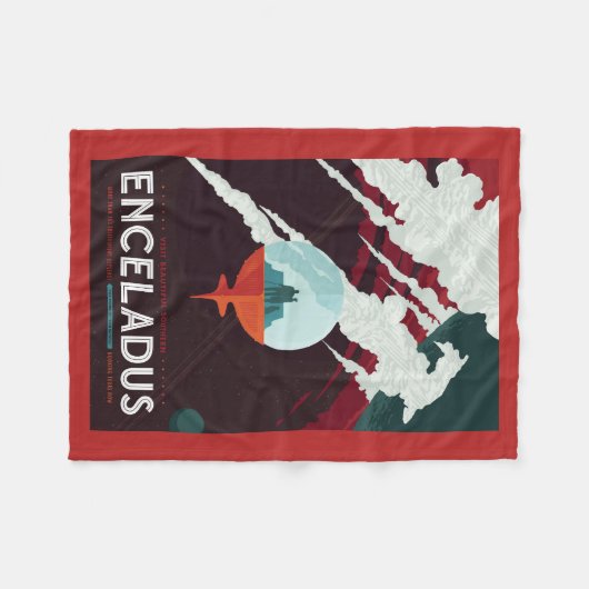 Retro Space Poster Cassini Mission to Saturn Fleecedecke (Vorderseite (Horizontal))