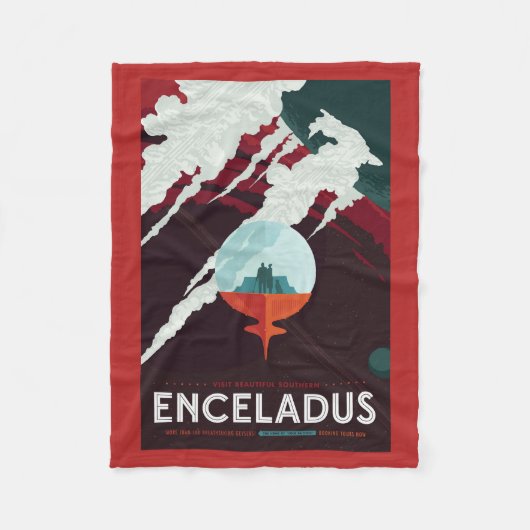 Retro Space Poster Cassini Mission to Saturn Fleecedecke (Vorderseite)