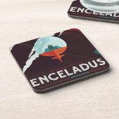 Retro Space Poster Cassini Mission to Saturn Getränkeuntersetzer (Linke Seite)