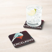 Retro Space Poster Cassini Mission to Saturn Getränkeuntersetzer (Rechte Seite)