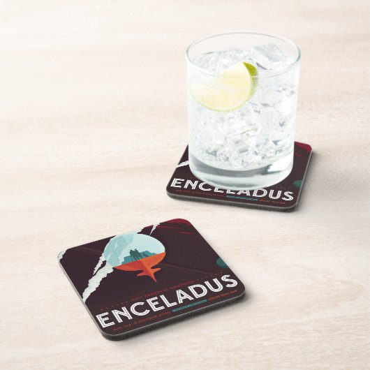 Retro Space Poster Cassini Mission to Saturn Getränkeuntersetzer (Rechte Seite)