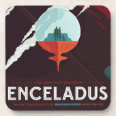 Retro Space Poster Cassini Mission to Saturn Getränkeuntersetzer (Vorderseite)